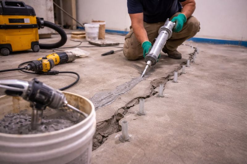 Cracked Basement Floor Repair in Johnson County, KS
