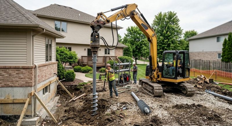 Helical Pile Installation in Johnson County, KS